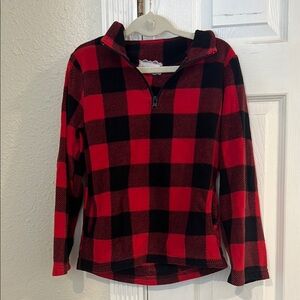 Red and Black buffalo check Quarter-Zip Pullover fleece